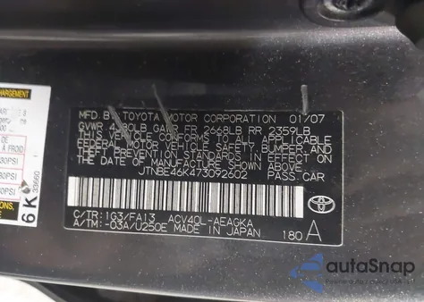 2007 Toyota Camry Xle из США, поврежденный, VIN JTNBE46K473092602